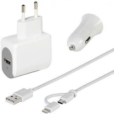 Vivanco Lightning + MicroUSB-kabel 3-i-1