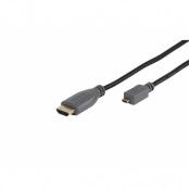 Vivanco Micro HDMI High Speed Ethernet Kabel 1.2m - Grå