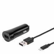 Vivanco USB Billaddare Plus Lightning kabel 2.4A - Svart