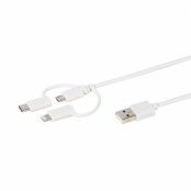 Vivanco USB-C/Lightning/Micro-USB kabel 1m - Vit