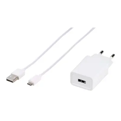 Vivanco USB Hemladdare 3A 15W + USB-C kabel Vit