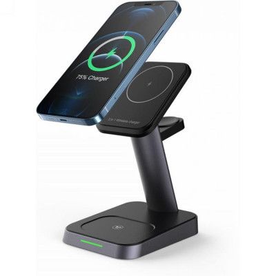 W68 3in1 Trådlös Laddare Magnetiska Magsafe - Svart