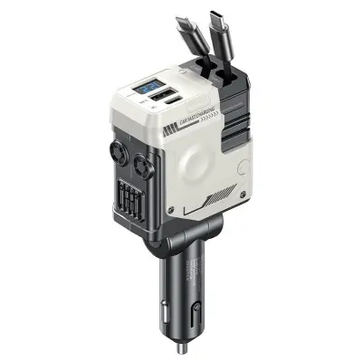 WEKOME WP-C59 Biladapter 75W Snabbladdning Multi-Port med utdragbar kabel - Vit