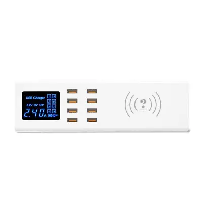 WIN HOW SOLUTION YC-CDA23 QI Trådlös laddare 8 portar 40W med LED-display