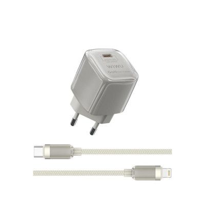 WIWU Snabbladdare GaN 30W Med Lightning Kabel Jello - Vit