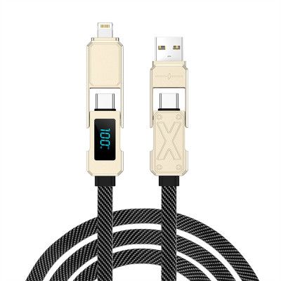 WIWU USB/2x USB-C/Lightning 1.5m Kabel 100W X-serien - Rosa