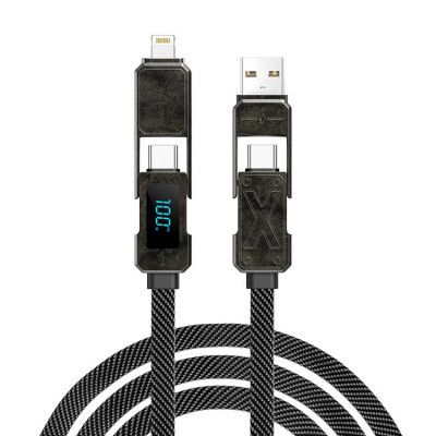 WIWU USB/2x USB-C/Lightning 1.5m Kabel 100W X-serien - Svart