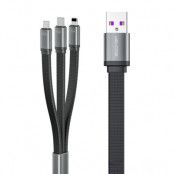 WK Design 3-i-1 USB-C/Lightning/micro USB 6A - Svart