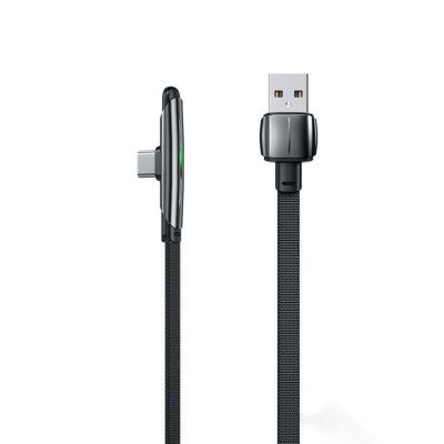 WK Design Gaming Series Flat Angled Kabel med Side USB , USB-C - Svart