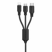 WK Design USB micro USB/lightning/USB-C Kabel 115cm Svart