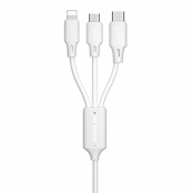 WK Design USB micro USB/lightning/USB-C Kabel 115cm Vit