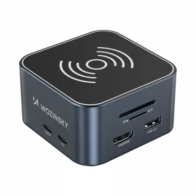 Wozinsky 12in1 USB-C HUB med Trådlös Laddning med 15 cm kabel
