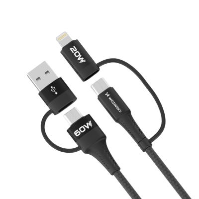 Wozinsky 4in1 2x USB-C/USB-A/Lightning 60W 1m