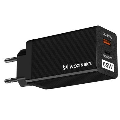 Wozinsky GaN Väggladdare USB Till USB-C 65W PD - Svart