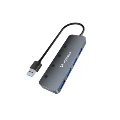 Wozinsky USB-A HUB 4x USB-A 3.0 med Kabel 0.3m Aluminum - Grå