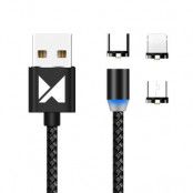Wozinsky 3in1 Magnetkabel USB-C microUSB Lightning Kabel 1m