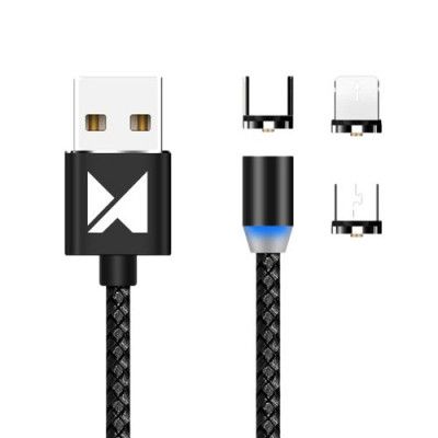 Wozinsky 3in1 Magnetkabel USB-C microUSB Lightning Kabel 1m