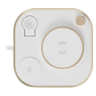 X3 Magnetisk Trådlös Laddare 15W 3-i-1 Snabbladdningsstation - Vit
