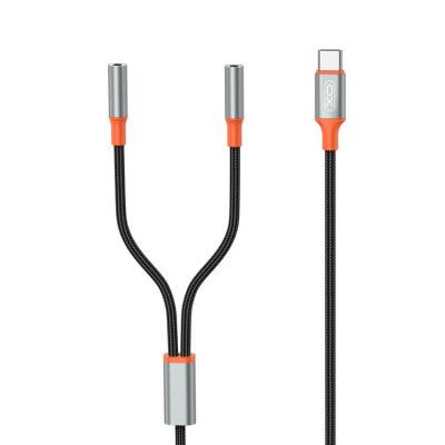 XO 2in1 Ljudkabel USB-C/2x Uttag Minijack 3.5 mm 1.2m NB-R269B