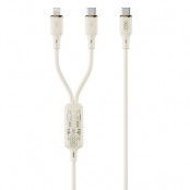 XO 2in1 USB-C/Lightning/USB-C 60W 1.2m Kabel NB-Q262 - Beige