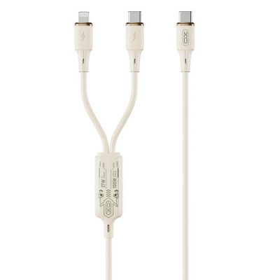 XO 2in1 USB-C/Lightning/USB-C 60W 1.2m Kabel NB-Q262 - Beige