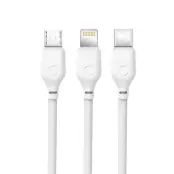 XO 3in1 USB/MicroUSB/Lightning/Typ-C 1m 2.1A NB103 - Vit
