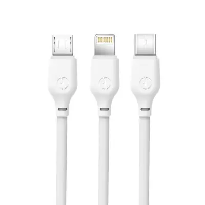 XO 3in1 USB/MicroUSB/Lightning/Typ-C 1m 2.1A NB103 - Vit