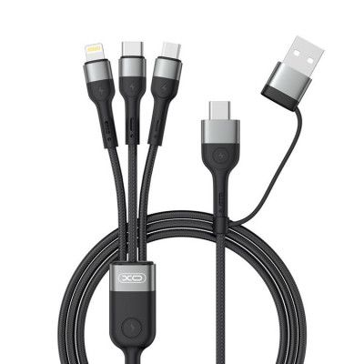 XO 6in1 USB-C/USB/MicroUSB/Lightning/Typ-C 1.2m NB254 - Svart
