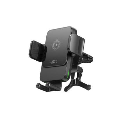 XO Bilhållare till Luftventil med 15W Trådlös Laddare - Svart