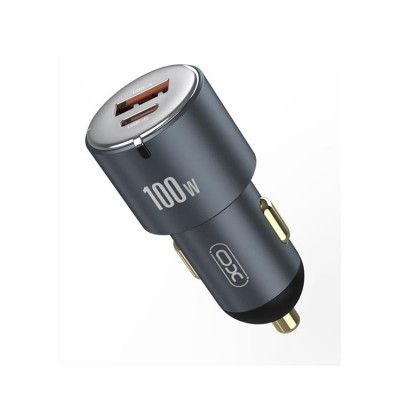 XO Billaddare 1x USB 1x USB-C 100W CC47 - Mörkgrå