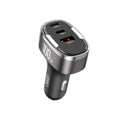 XO Billaddare USB-C/USB-A/Lightning 100W PD QC 3.0 - Grå