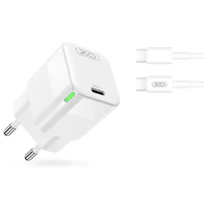XO Snabbaddare 30W USB-C med Kabel CE06 PD - Vit