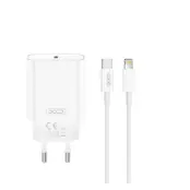 XO Snabbladdare 20W USB-C Med USB-C - Lightning Kabel - Vit