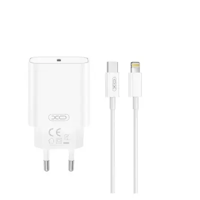 XO Snabbladdare 20W USB-C Med USB-C - Lightning Kabel - Vit