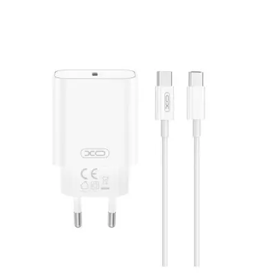 XO Snabbladdare 20W USB-C Med USB-C - USB-C Kabel - Vit