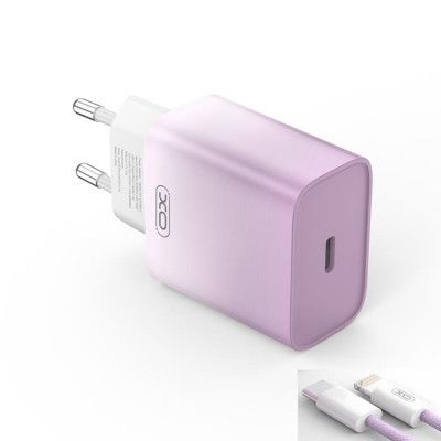 XO Snabbladdare 30W USB-C med Lightning Kabel CE18 PD - Lila