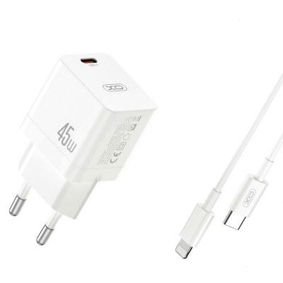 XO Snabbladdare 45W USB-C med Lightning Kabel CE09 PD - Vit