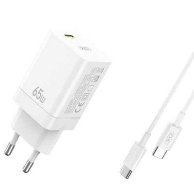 XO Snabbladdare 65W USB-C med Lightning Kabel CE10 PD - Vit