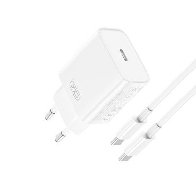 XO Snabbladdare USB-C 20W med Kabel PD CE15 - Vit