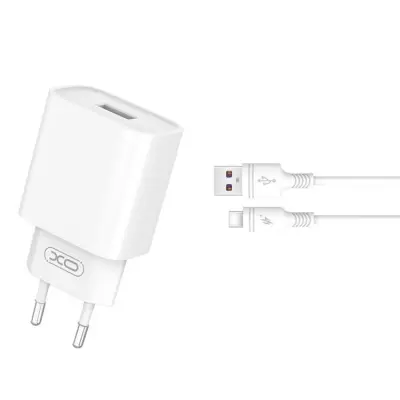 XO Väggladdare USB 18W med USB/Lightning Kabel QC 3.0 - Vit