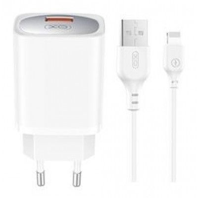 XO Väggladdare 18W USB med Lightning Kabel QC CE19 - Vit