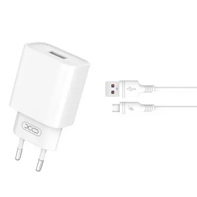 XO Väggladdare USB 18W med MicroUSB Kabel CE02D 3.0 QC Vit