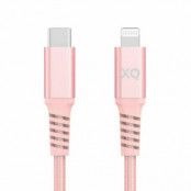 Xqisit Cotton Braided LightningTo USB-C 3.0 200cm - Rosa