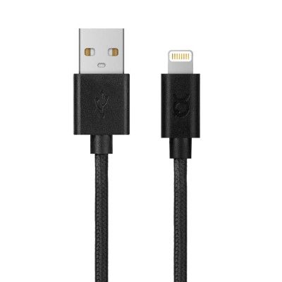 XQISIT Cotton Kabel  Lightning to USB A 180cm Svart