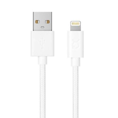 XQISIT Cotton Kabel  Lightning to USB A 180cm Vit