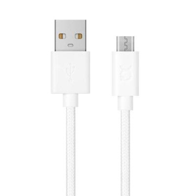 XQISIT Cotton Kabel  microUSB to USB A 180cm Vit