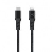 XQISIT Extra Strong Braided Kabel Lightning to USB-C 3.0 Svart