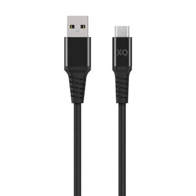 XQISIT Extra Strong Braided Kabel USB-C 3.0 to USB A 200 Svart