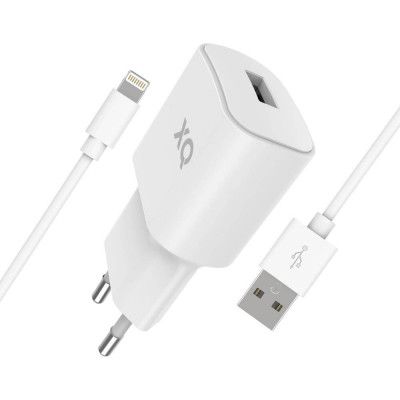XQISIT Laddare 2.4A 1x USB EU-Lightning - Vit