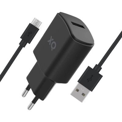 XQISIT Laddare 2.4A Single USB EU- Micro US Svart